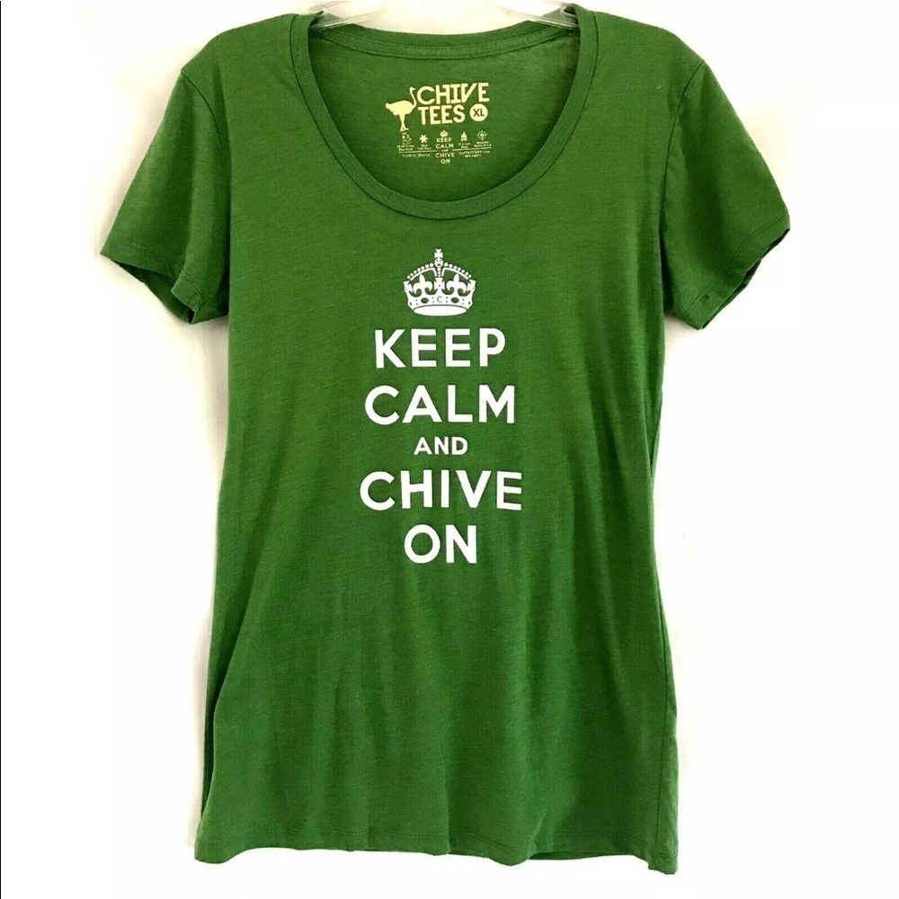 Chive Tees Keep Calm Chive On Green Fitted Tee XL